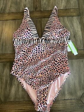 Sanctuary Pink Multi Animal Print One-Piece Swimsuit